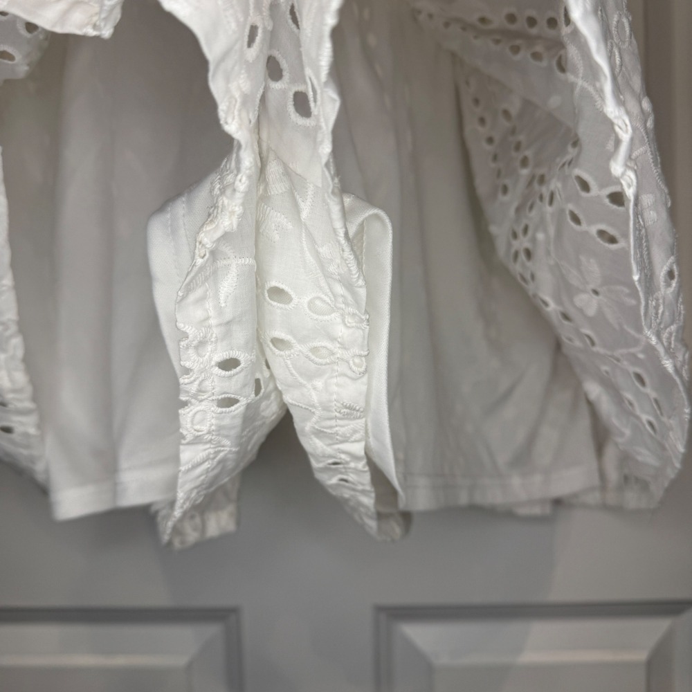 Altar'd State White Eyelet Romper Dress Sleeveless Button Front Mini Size XL - Picture 4 of 6